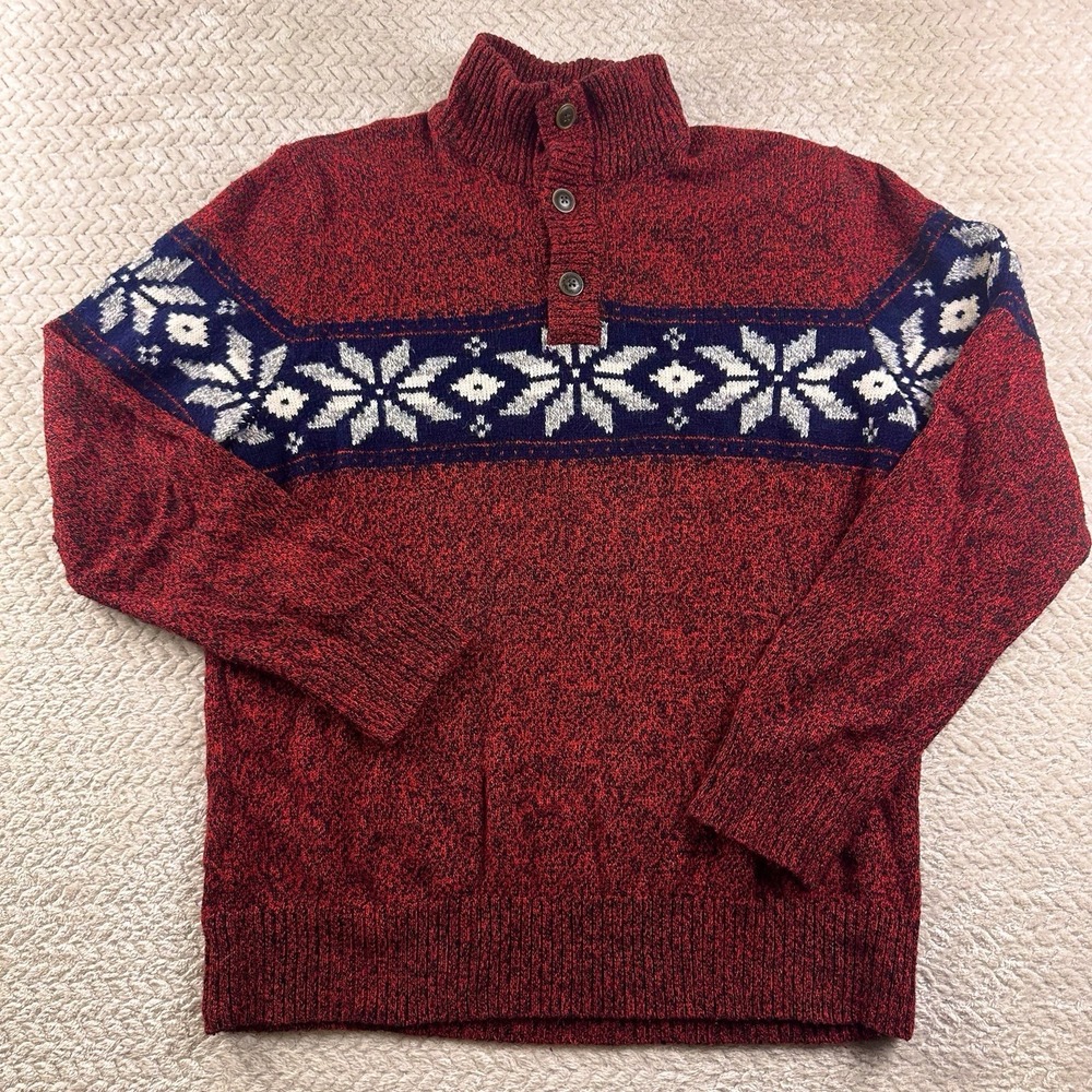 American‎ Eagle Outfitters Sweater Large L Red Snowflake Pullover Ski Holiday